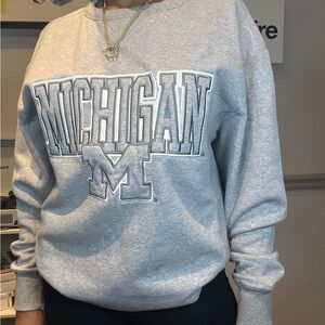 Mens Vintage Michigan Crewneck Embroidered Sweater